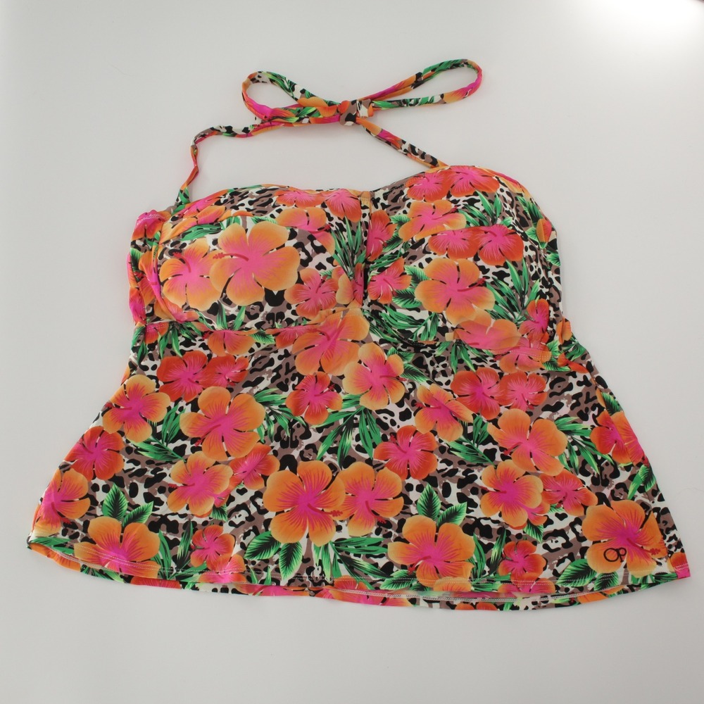 Ocean Pacific Women's Multicolor Floral Animal Print Tankini Swim Top Size M
